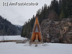 P15 [JAN-2021] Statuia din lemn de stejar aflată pe malul lacului.