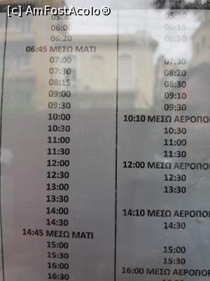 [P01] Orar autobuz KTEL, spre Nea Makri. Poza a fost facuta in 10 aprilie 2019. Prima coloana arata ora de plecare din Atena, iar a 2-a din Nea Makri din statia din fata Alpha Bank.  » foto by Ioana2488 <span class="label label-default labelC_thin small">NEVOTABILĂ</span>