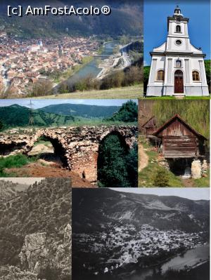 [P23] Mix imagini zona Topleț: în colțuri pe diagonală - panoramă satul Topleț (epoca contemporană și vedere din 1927); biserica „Sf. Ștefan” (1816); „Podul Turcilor” - alt fragment de apeduct; mori de apă în Topleț și imaginea Sfinxului într-o ilustrată din anii 60 (prelucrare » foto by tata123 🔱 <span class="label label-default labelC_thin small">NEVOTABILĂ</span>