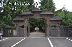 P15 [OCT-2016] Poarta sculptată, la intrarea în curtea Mânăstirii, Sfântul Proorc Ilie. 