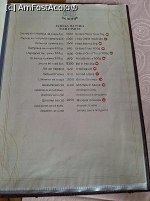 [P15] Ohrid, Restaurantul Sf. Sofia, Meniul, Preparate din Pește » foto by mprofeanu
 - 
<span class="allrVoted glyphicon glyphicon-heart hidden" id="av1540123"></span>
<a class="m-l-10 hidden" id="sv1540123" onclick="voting_Foto_DelVot(,1540123,22630)" role="button">șterge vot <span class="glyphicon glyphicon-remove"></span></a>
<a id="v91540123" class=" c-red"  onclick="voting_Foto_SetVot(1540123)" role="button"><span class="glyphicon glyphicon-heart-empty"></span> <b>LIKE</b> = Votează poza</a> <img class="hidden"  id="f1540123W9" src="/imagini/loader.gif" border="0" /><span class="AjErrMes hidden" id="e1540123ErM"></span>