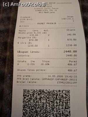 [P18] Niș, Pizzeria Tutta Passa, Nota de plată » foto by mprofeanu
 - 
<span class="allrVoted glyphicon glyphicon-heart hidden" id="av1533310"></span>
<a class="m-l-10 hidden" id="sv1533310" onclick="voting_Foto_DelVot(,1533310,25678)" role="button">șterge vot <span class="glyphicon glyphicon-remove"></span></a>
<a id="v91533310" class=" c-red"  onclick="voting_Foto_SetVot(1533310)" role="button"><span class="glyphicon glyphicon-heart-empty"></span> <b>LIKE</b> = Votează poza</a> <img class="hidden"  id="f1533310W9" src="/imagini/loader.gif" border="0" /><span class="AjErrMes hidden" id="e1533310ErM"></span>
