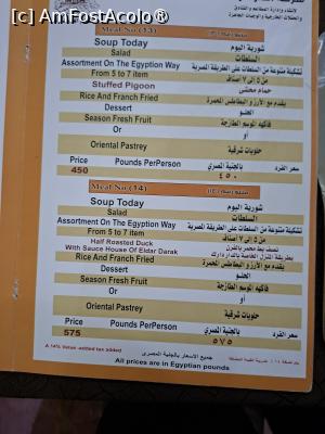 [P23] Giza, Egipt, Restaurantul El Dar Darak, Meniurile 13 și 14 » foto by mprofeanu
 - 
<span class="allrVoted glyphicon glyphicon-heart hidden" id="av1520286"></span>
<a class="m-l-10 hidden" id="sv1520286" onclick="voting_Foto_DelVot(,1520286,29273)" role="button">șterge vot <span class="glyphicon glyphicon-remove"></span></a>
<a id="v91520286" class=" c-red"  onclick="voting_Foto_SetVot(1520286)" role="button"><span class="glyphicon glyphicon-heart-empty"></span> <b>LIKE</b> = Votează poza</a> <img class="hidden"  id="f1520286W9" src="/imagini/loader.gif" border="0" /><span class="AjErrMes hidden" id="e1520286ErM"></span>